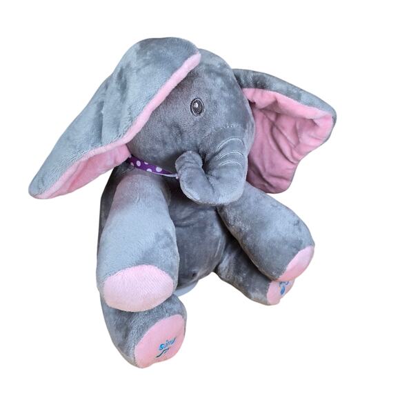 Peekaboo Elephant Grey Pink Cuddly Singing with Flapping Ears Works Perfectly - Picture 2 of 5